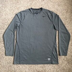 Nike Pro Combat Fitted Compression Long Sleeve Shirt Men's XL Gray Dri-Fit